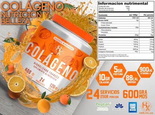 HOLIX LAB- COLAGENO HIDROLIZADO FRANCES - SABOR NARANJA