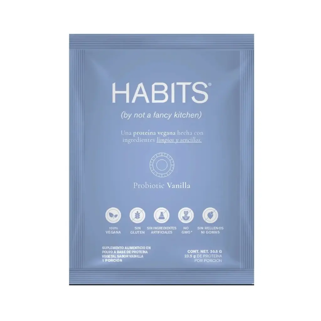 [7501468139729.] Habits Proteína Vegana Probioticos 16 Sobres Vainilla