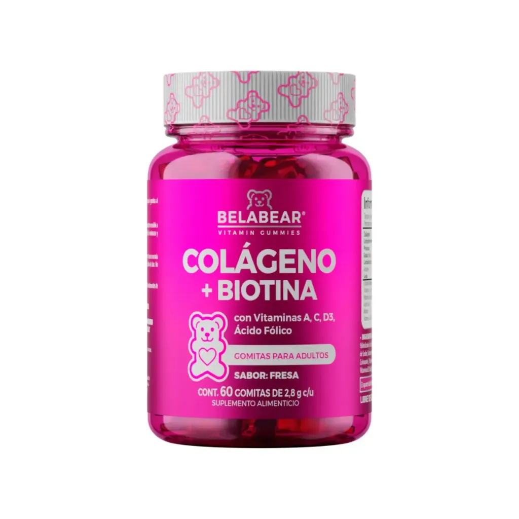 [7503023641470] SOLANUM BELABEAR, COLAGENO + BIOTINA VITAMINA A, C, D3, ACIDO FOLICO CON 60 GOMITAS