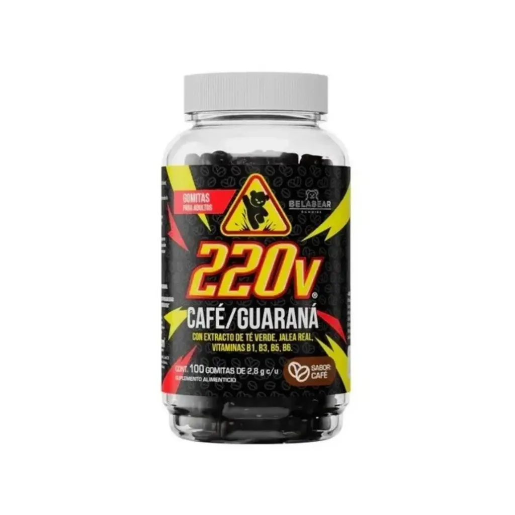 BELABEAR 220V CAFÉ Y GUARANÁ 100 GOMITAS DE 2,8G