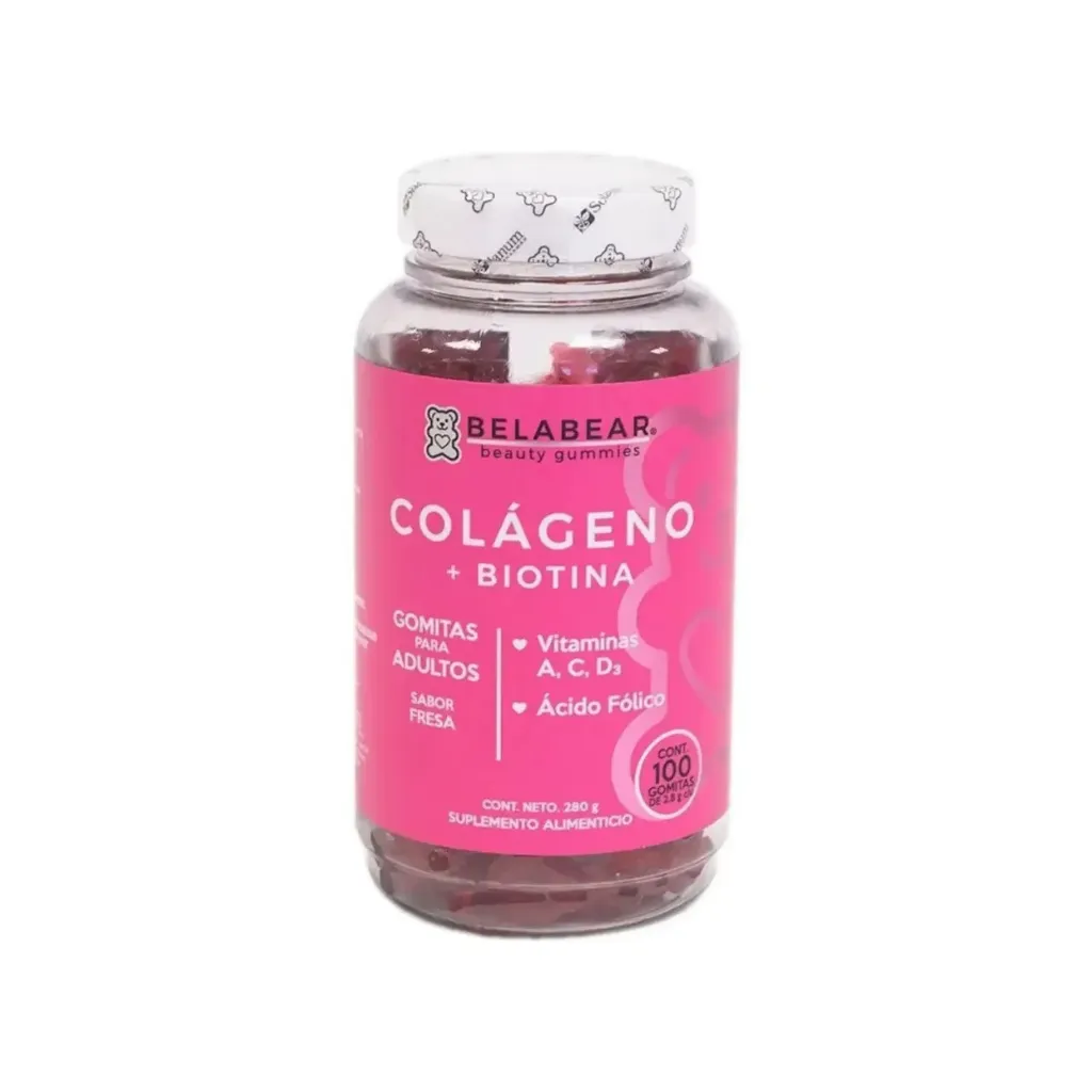 SOLANUM  BELABEAR COLÁGENO + BIOTINA 100 GOMITAS SABOR FRESA