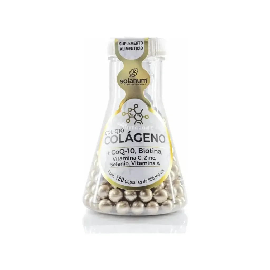 SOLANUM COLÁGENO + BIOTINA + COQ-10 MATRAZ - 180 CÁPSULAS DE 500 MG