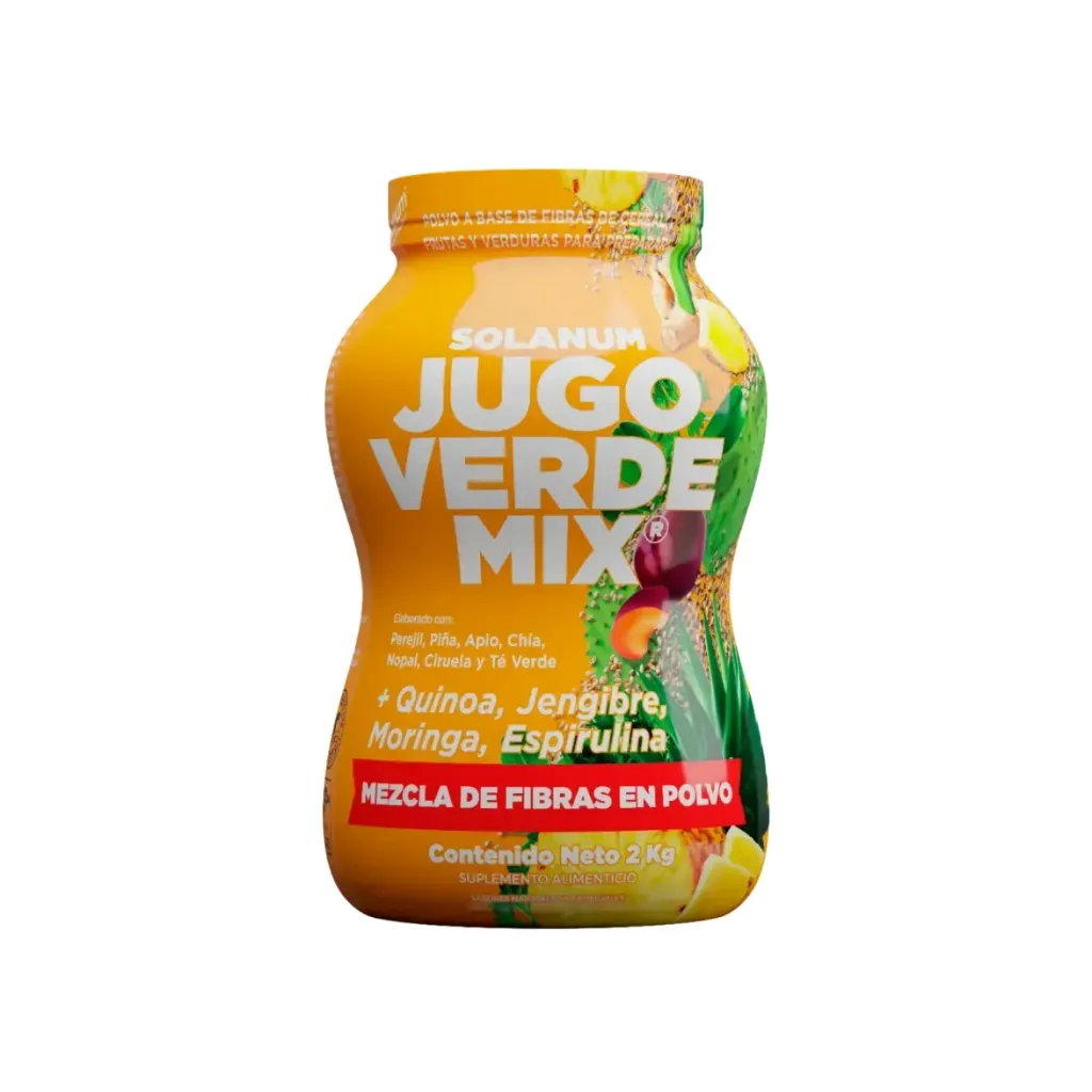 SOLANUM JUGO VERDE MIX + QUINOA, JENGIBRE, MORINGA, ESPIRULINA  MEZCLA DE FIBRAS EN POLVO CON 2KG