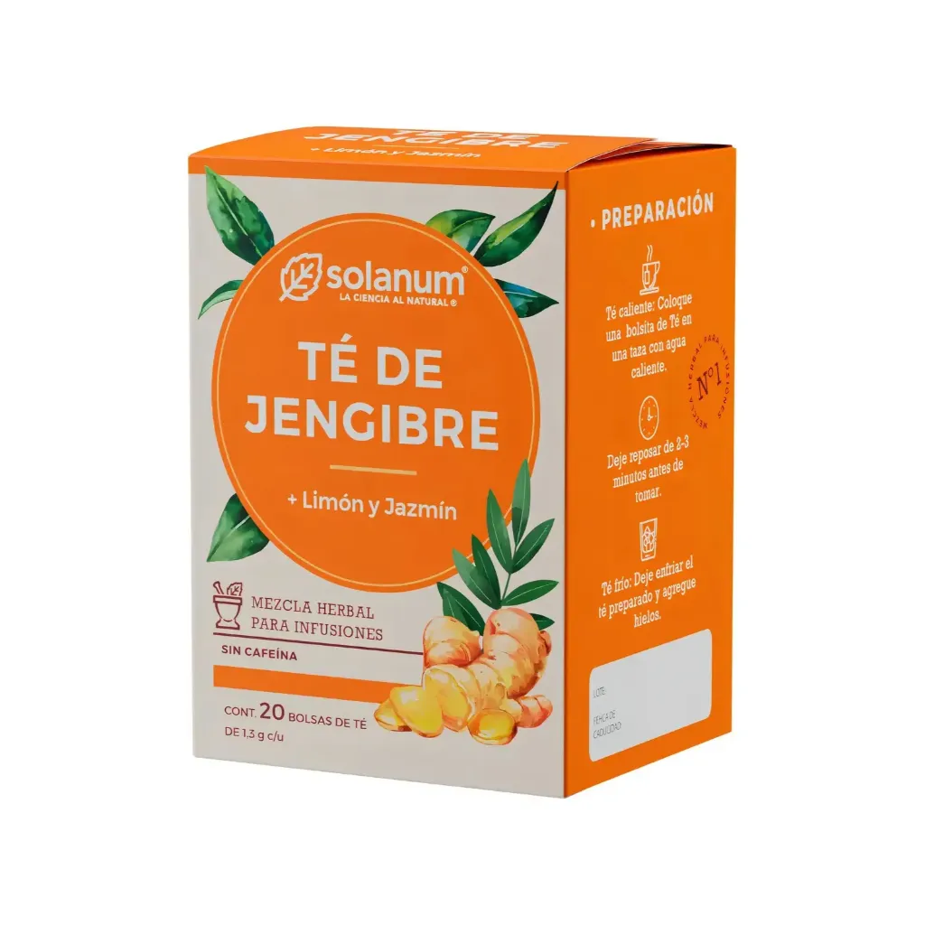 SOLANUM TÉ DE JENGIBRE CON LIMON Y JAZMIN 20 BOLSAS DE UNA MEZCLA DE HERBAL PARA INFUSIONES