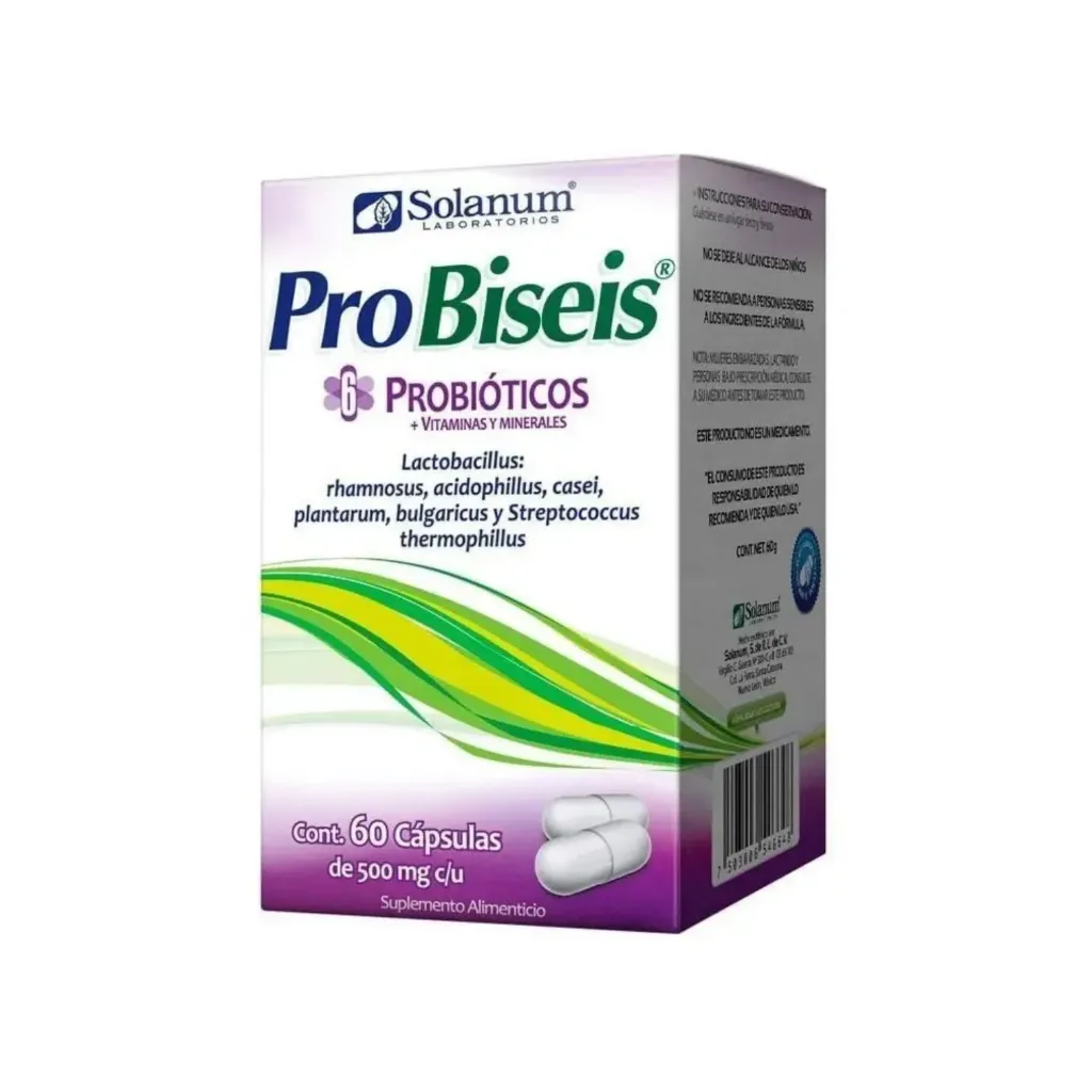 SOLANUM PROBISEIS PROBIÓTICOS + VITAMINAS Y MINERALES CON 60 CAPSULAS DE 500MG C/U