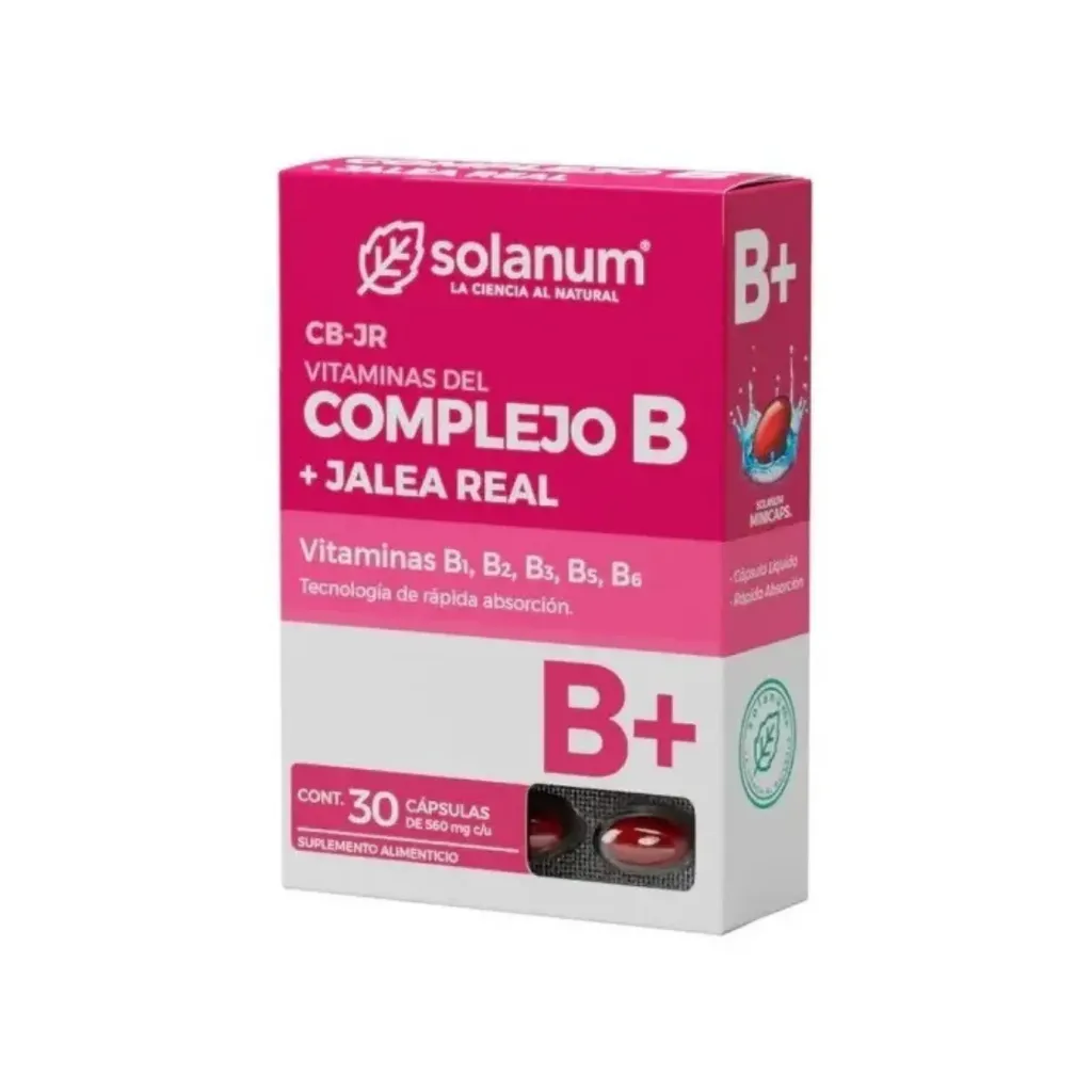 SOLANUM COMPLEJO B + JALEA REAL CON 30 SOFTCAPS DE 560MG C/U