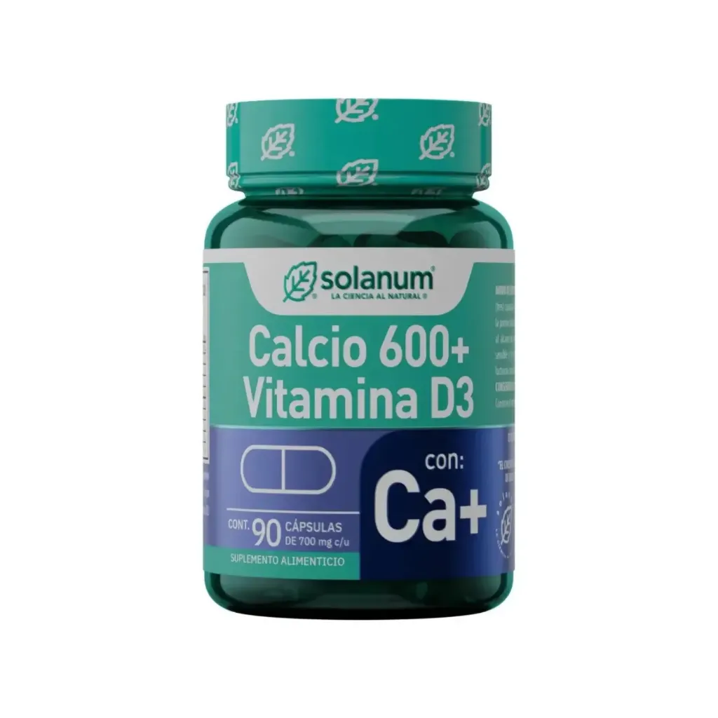 [7503034937319] SOLANUM CALCIO 600+ VITAMINA D3 CON 90 CAPSULAS DE 700 MG