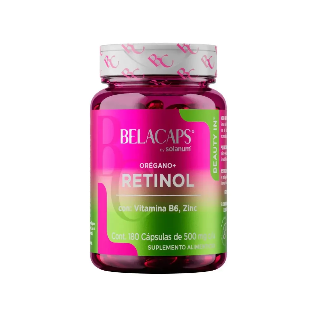 SOLANUM BELACAPS CON ORÉGANO + RETINOL CON VITAMINA B6, ZINC DE 180 CAPSULAS