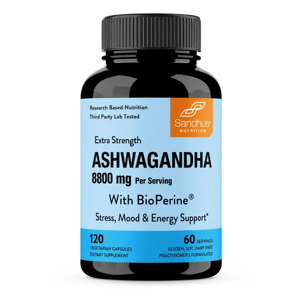 Sandhus Ashwagandha 8800mg Con BioPerine Salud Cerebral Con 120 Capsulas