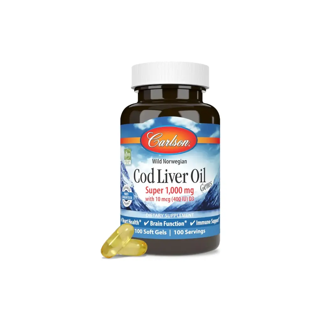 [088395013010] Carlson Labs, Aceite de Higado de Bcalao 1000 mg, 100 Cápsulas Blandas