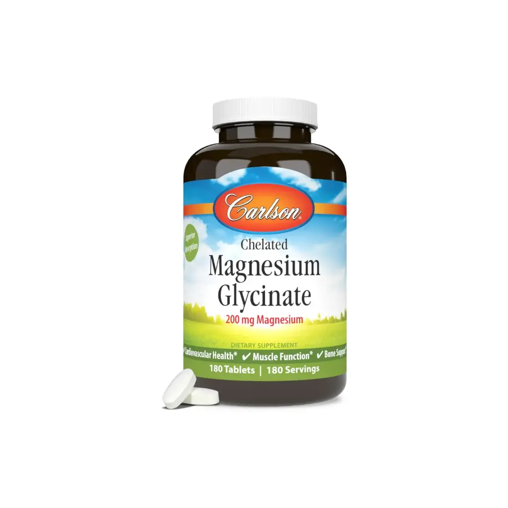 [088395056123] Carlson Labs Chalated Magnesium Glycinate, 200 mg, 180 tabletas