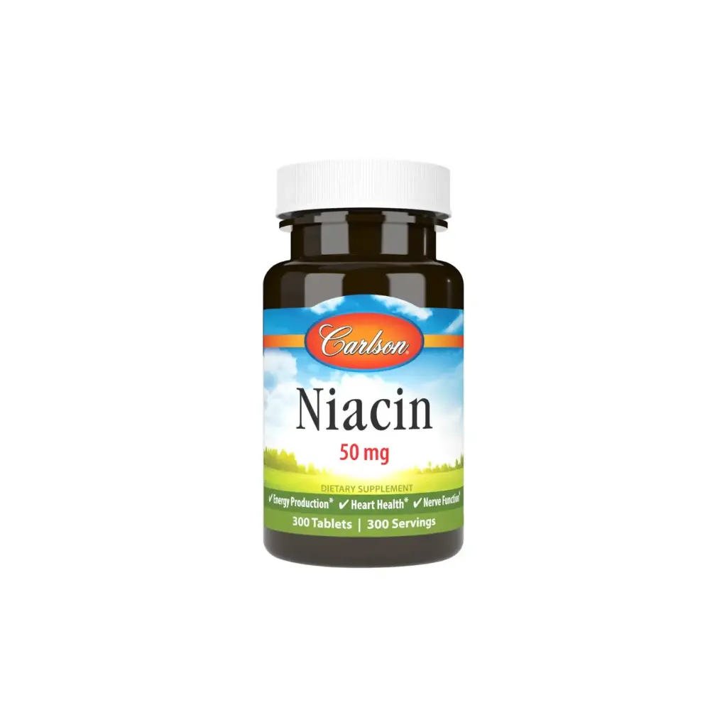 Carlson Labs Niacin, 50 mg, Producción de Energia, 300 Tabletas