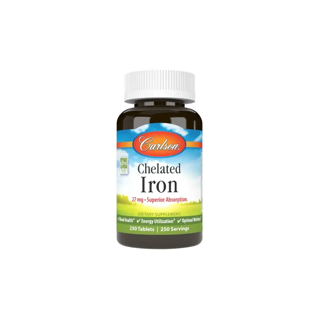 [088395055720] Carlson Labs Hierro Quelado, 27 mg, Absorción Superior, 250 Tabletas