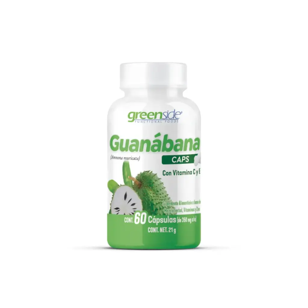 [033119300501.] GREENSIDE Guanabana Con Extracto De Hoja De Guanábana Que Apoya El Bienestar General 21g, 60 Capsulas
