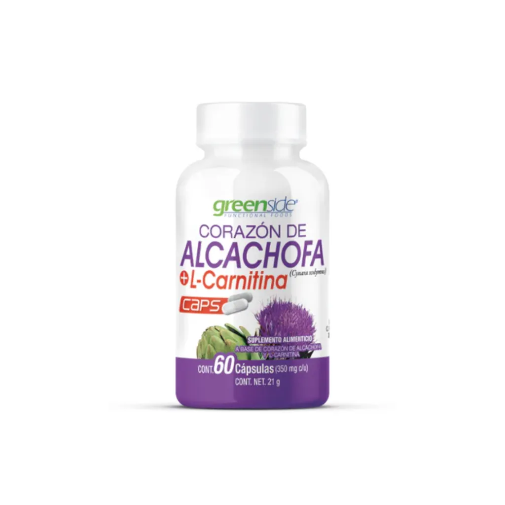 [033119301713] Greenside Corazón De Alcachofa + L-Carnitina Corazón De Alcachofa Y L-Carnitina Apoyo Al Metabolismo De Las Grasas Y Bienestar Digestivo 350 Mg 60 Cápsulas