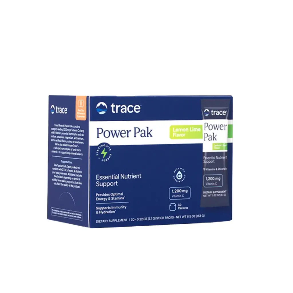 Trace Minerals Power Pak Lima limón, 30 sobres, 6,1 g (0,22 oz) cada uno Electrolitos, Stamina, Inmunidad Sin OMG Lima Limon