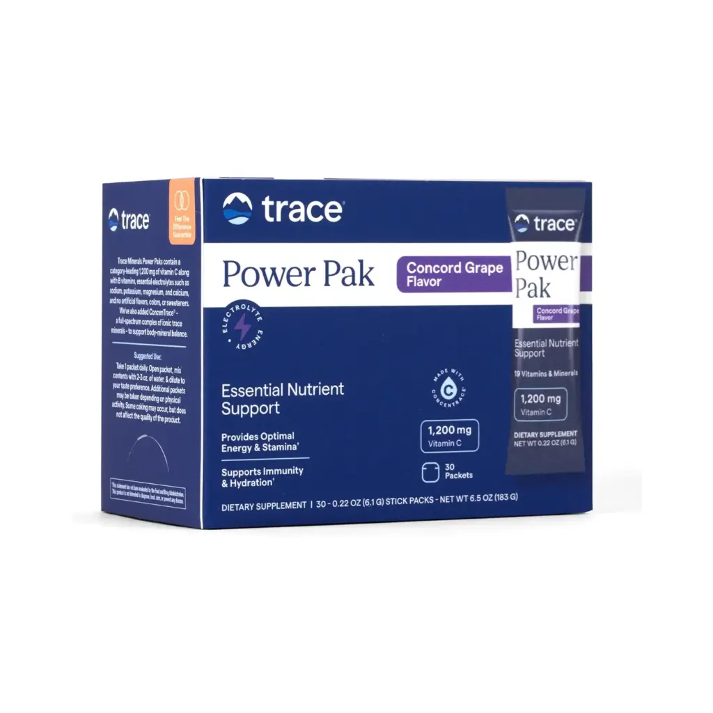 Trace Minerals Power Pak Lima limón, 30 sobres, 6,1 g (0,22 oz) cada uno Electrolitos, Stamina, Inmunidad Sin OMG Uva