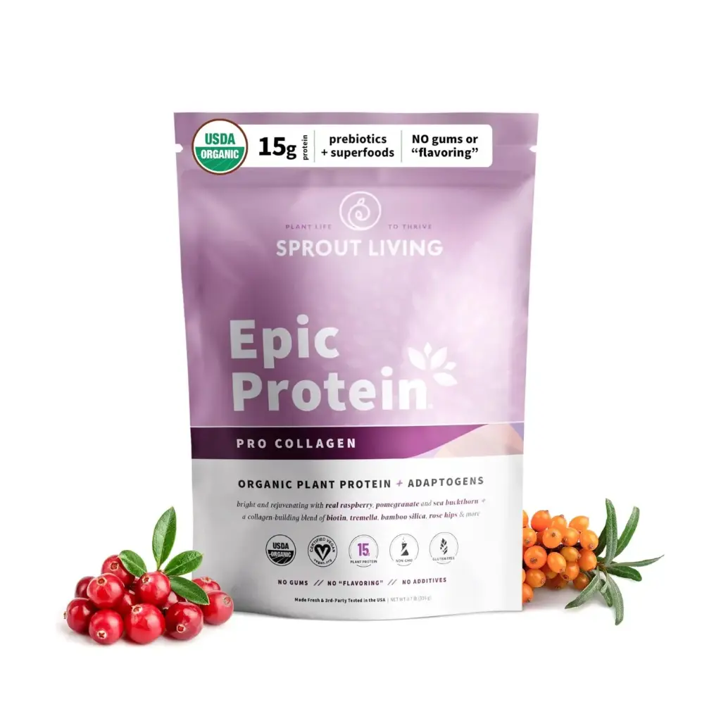 Sprout Living Epic Protein Pro Collagen 0.7 Libras, Constructor de Colágeno Vegetal y Soporte Estructural