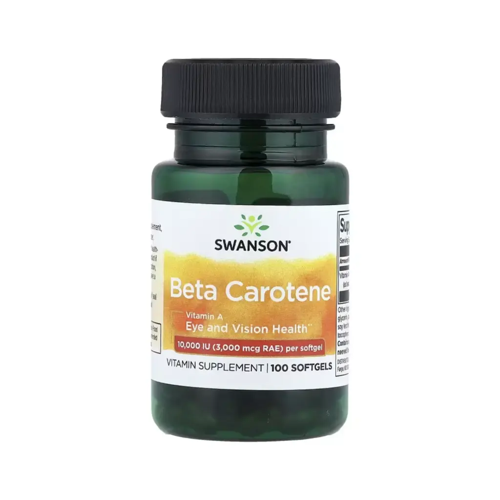 [087614010090] Swanson Beta-Caroteno 10.000 UI (3000 Mcg EAR) Salud Cerebral Y Visual, 100 Cápsulas Blandas