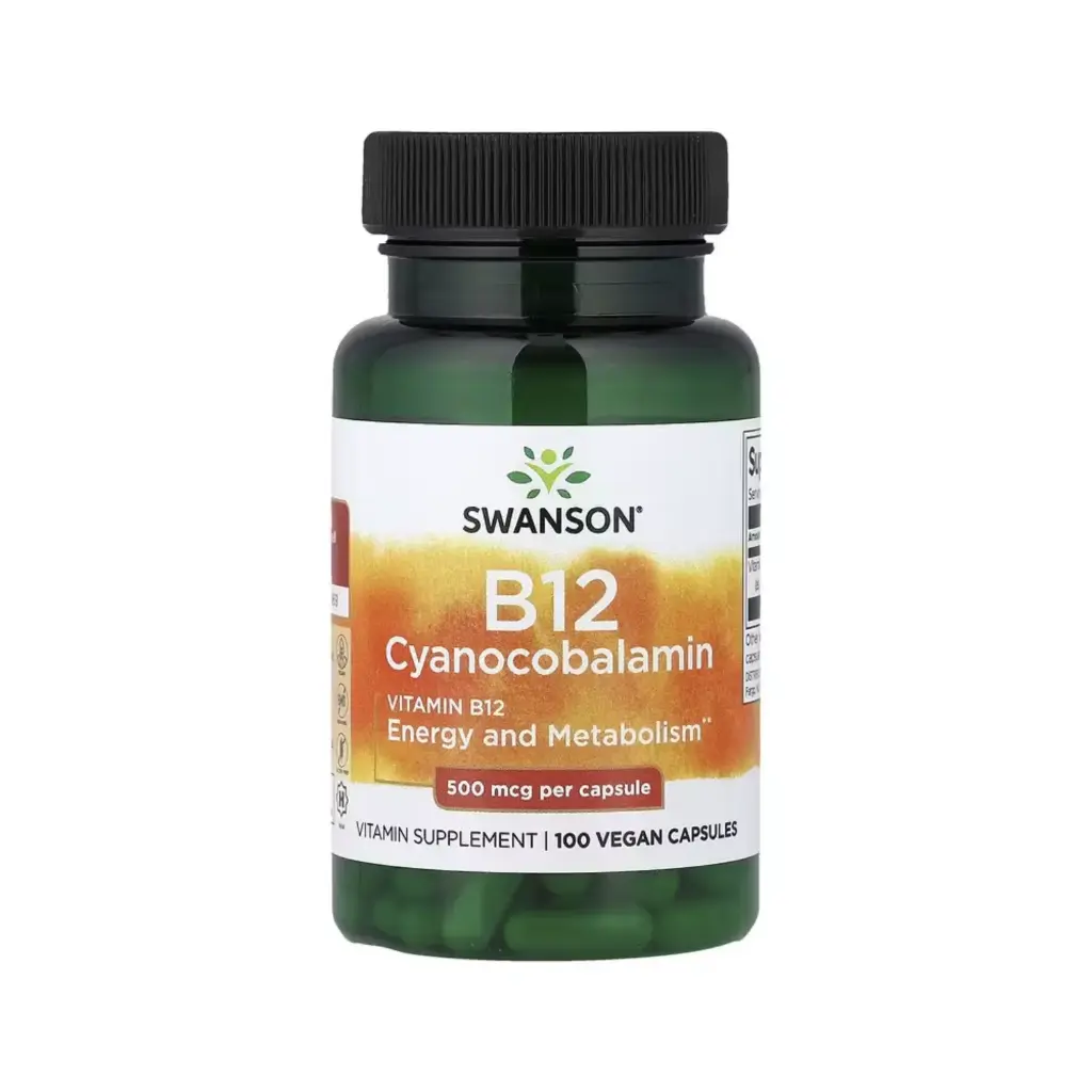 Swanson Vitamina B12, 500 Mcg Energía Y Bienestar General, 100 Cápsulas Veganas 