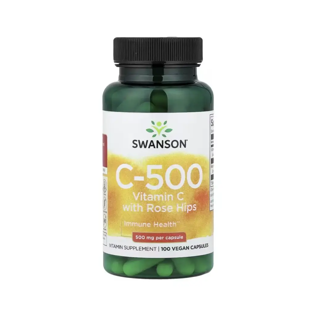 Swanson C-500 Vitamina C Con Rosa Mosqueta, Salud Inmunitaria, 100 Cápsulas Veganas