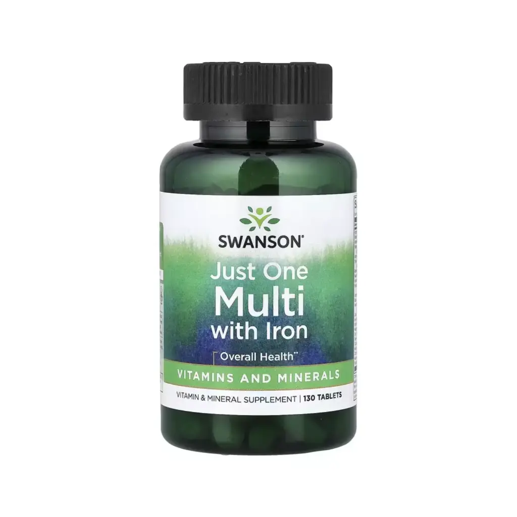 Swanson Just One, Suplemento Multivitamínico Con Hierro, Salud General, 130 Tabletas 