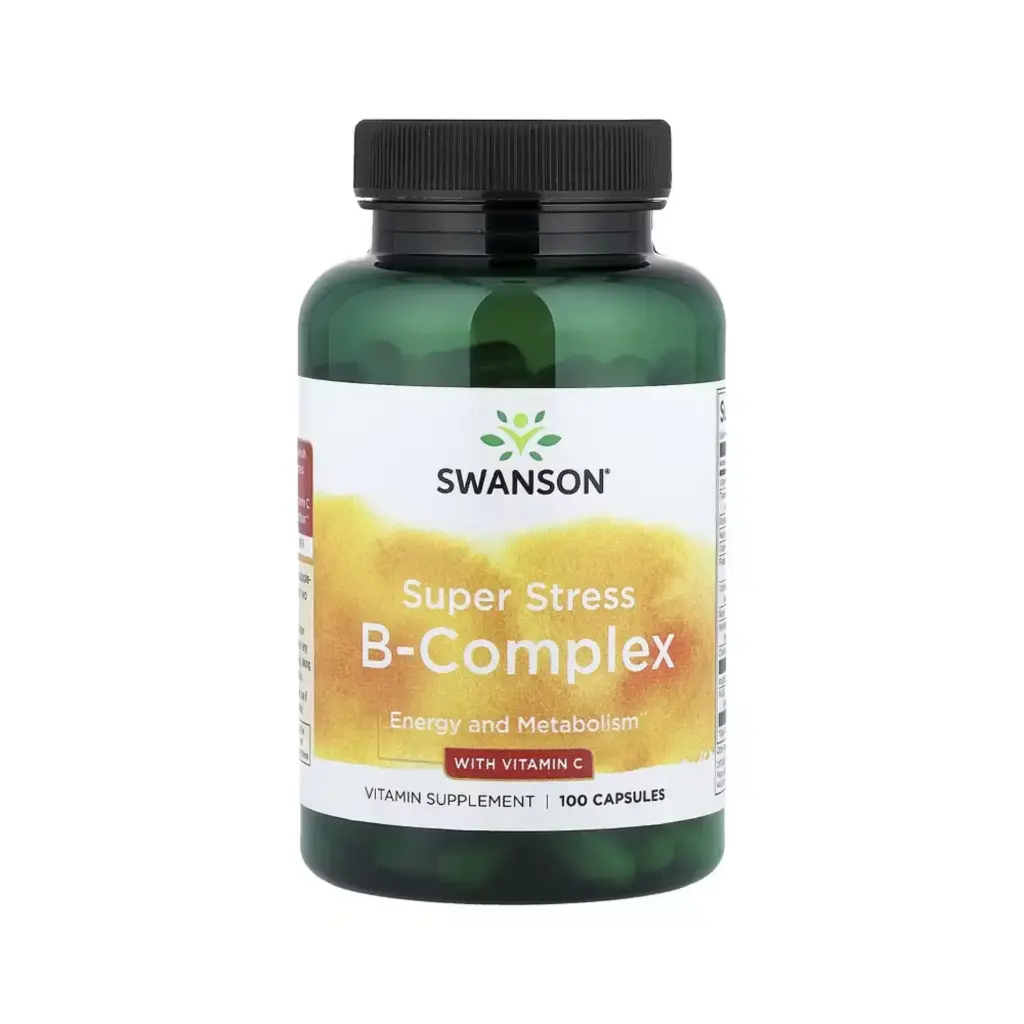 [087614019208] Swanson Complejo De Vitaminas B Con Vitamina C Para Superar El Estrés, Energía Y Metabolismo 100 Cápsulas