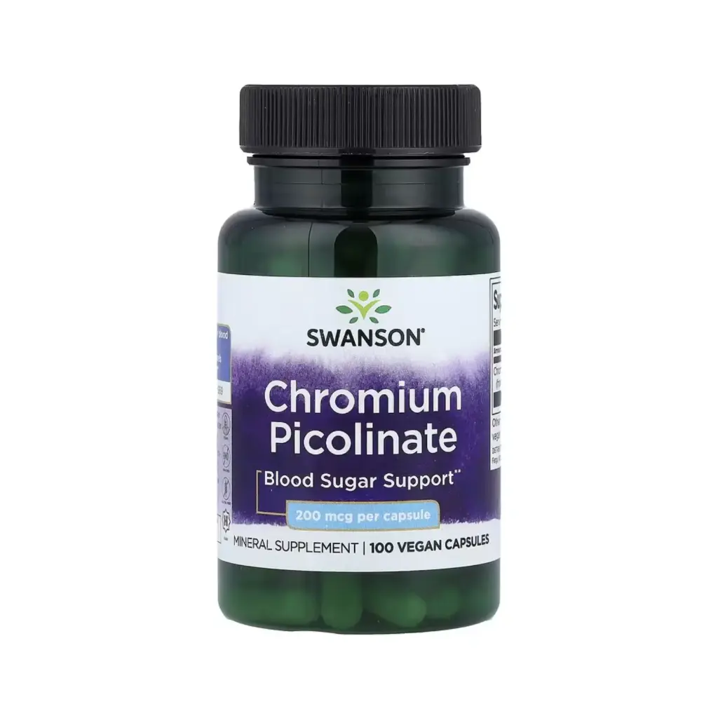 Swanson Picolinato De Cromo, Refuerzo Para La Glucemia, 200 Mcg, 100 Cápsulas Veganas 