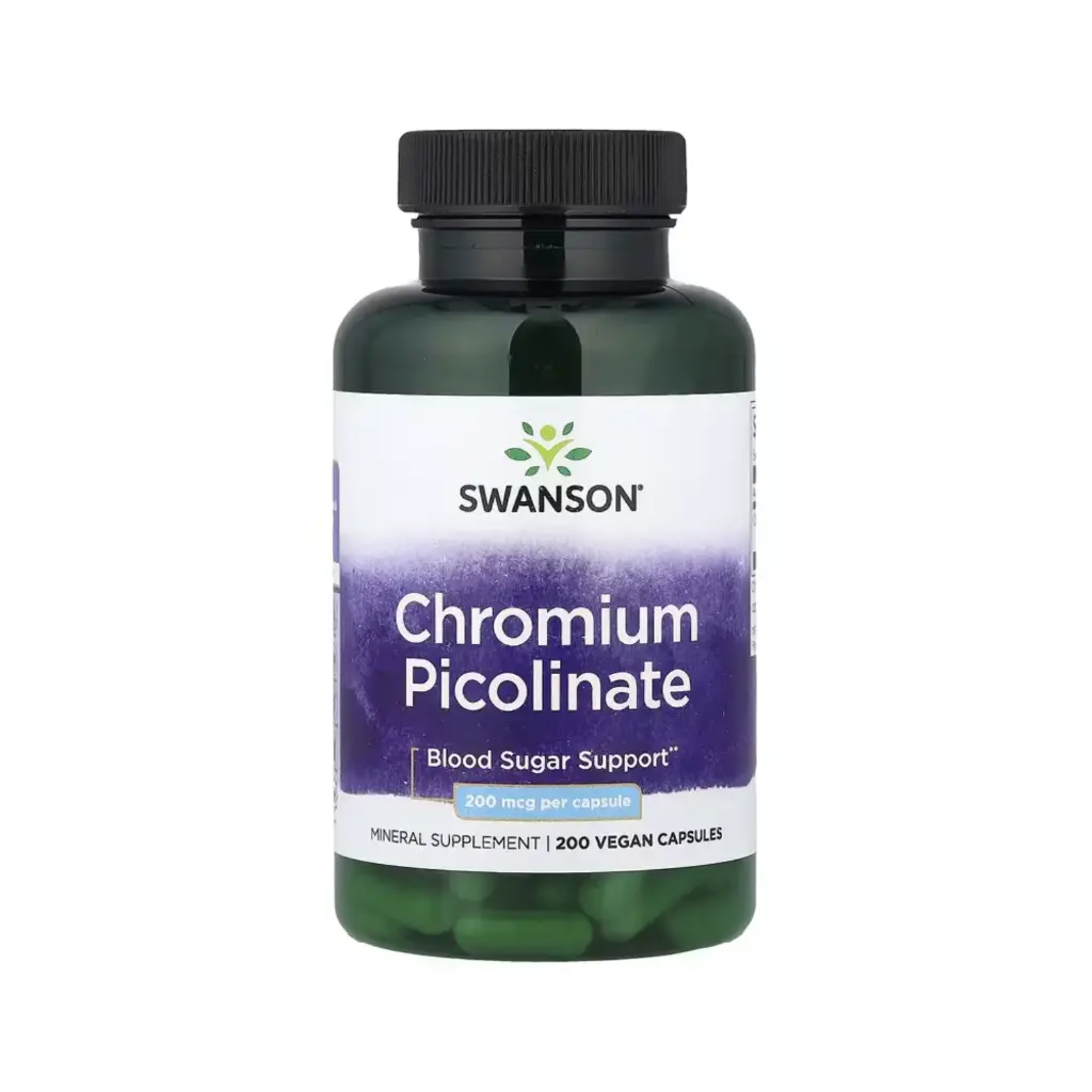Swanson Picolinato De Cromo, Refuerzo Para La Glucemia, 200 Mcg, 200 Cápsulas Veganas 
