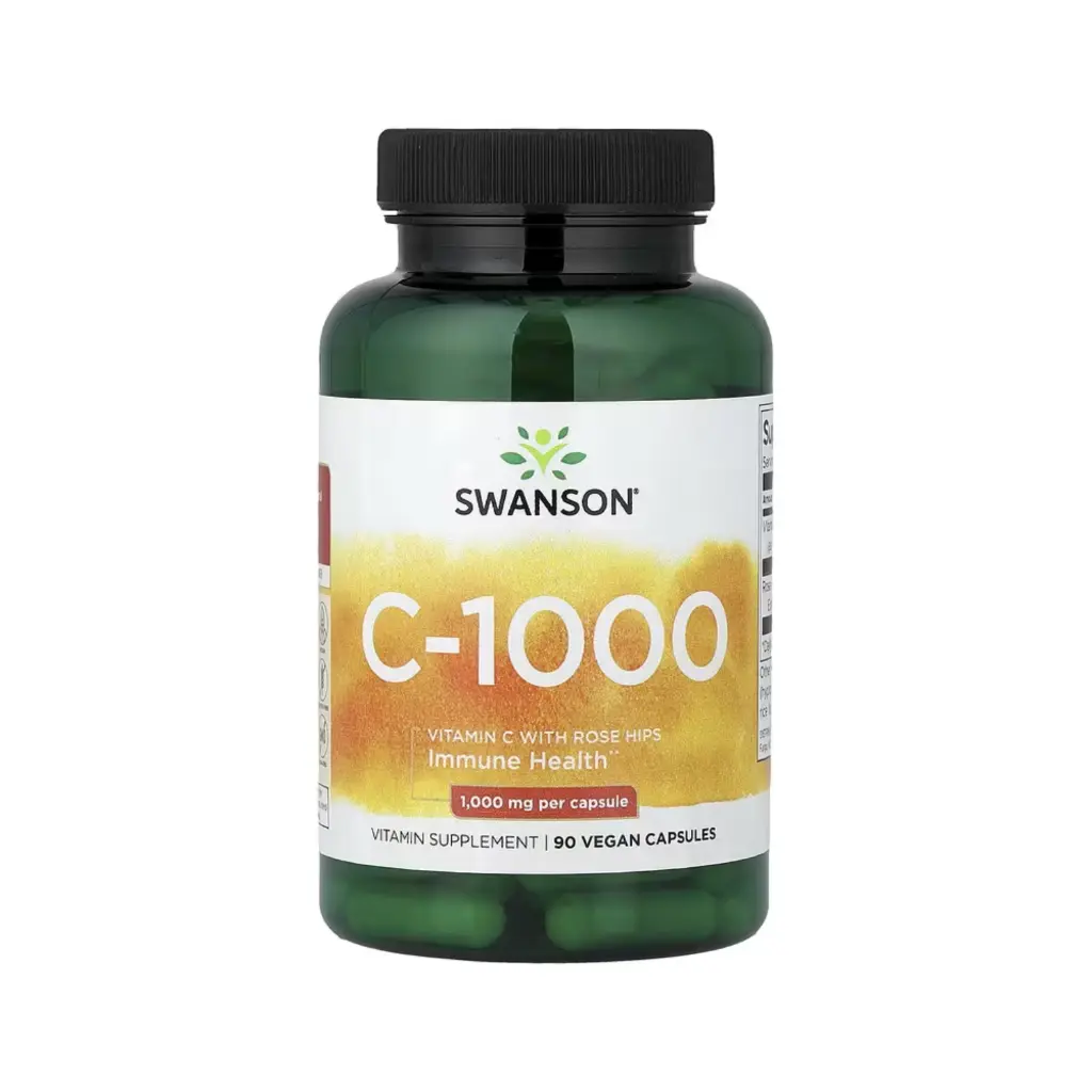Swanson C-1000 Suplemento De Vitamina C Y Rosa Mosqueta, Salud Inmunitaria, 90 Cápsulas Veganas