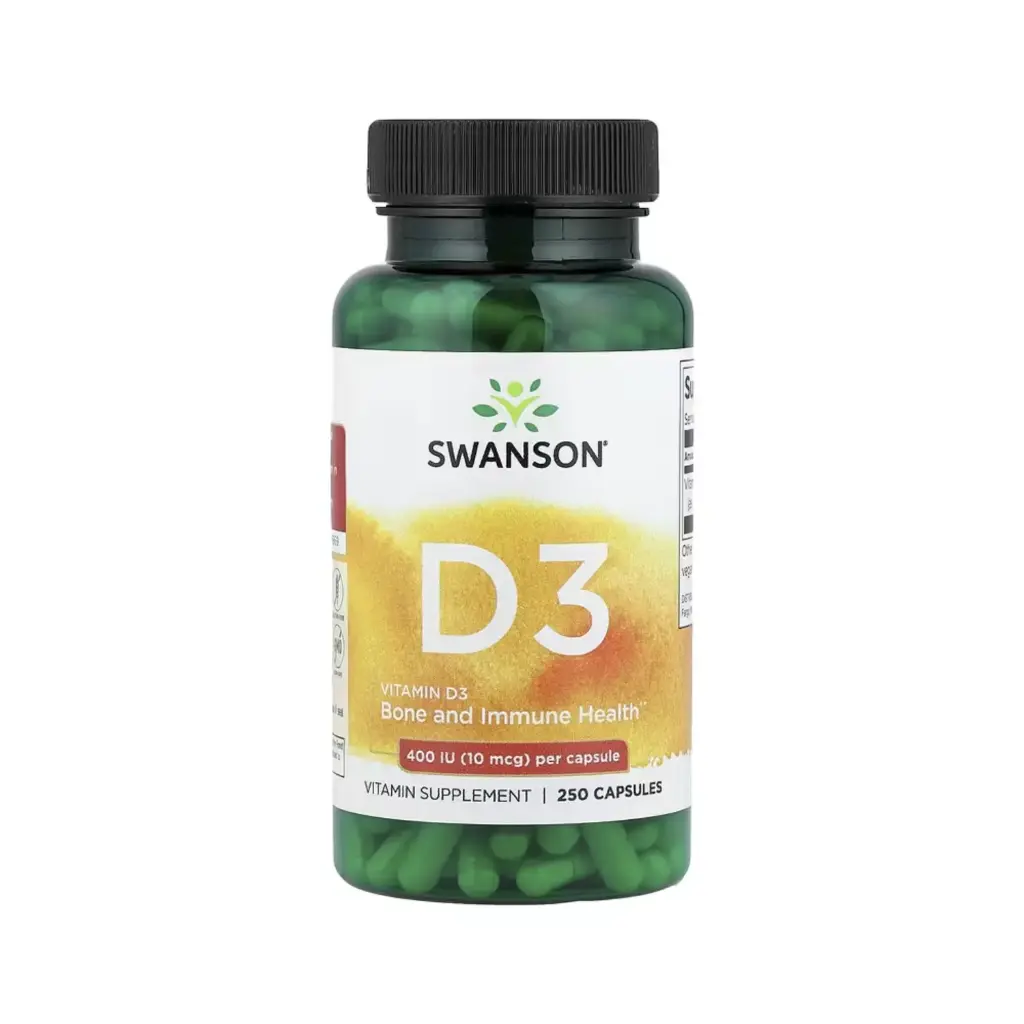 Swanson Vitamina D3,  Salud Ósea E Inmunitaria 400 Ui (10 Mcg), 250 Cápsulas