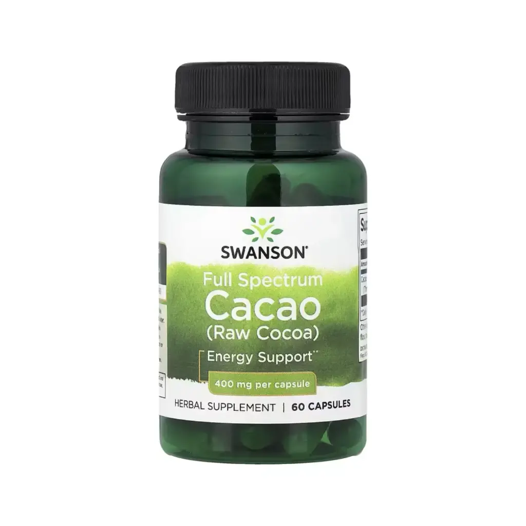 [087614112572] Swanson Cacao De Espectro Completo (cacao Crudo), Refuerzo Para La Energía 400 Mg, 60 Cápsulas 