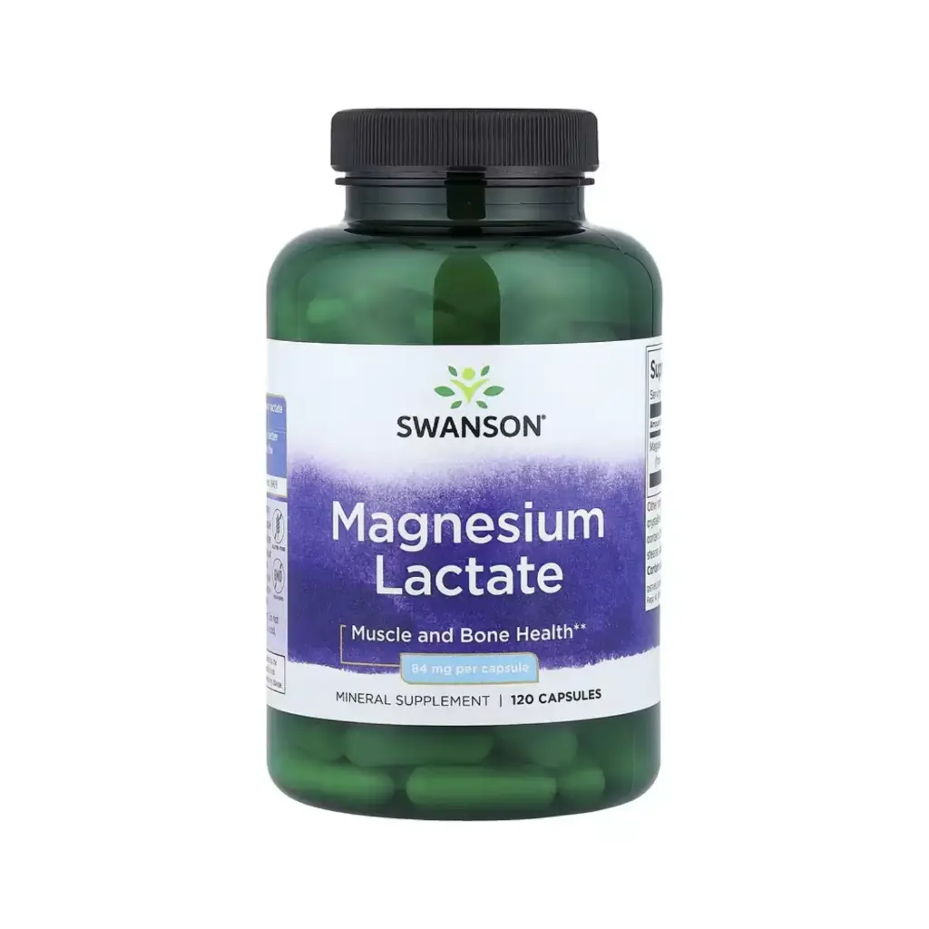 [087614115252] Swanson Lactato De Magnesio, Salud Muscular Y Ósea 84 Mg, 120 Cápsulas 