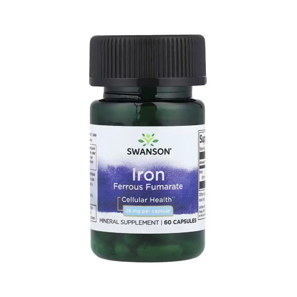 Swanson Hierro De Fumarato Ferroso, Salud Celular 18 Mg, 60 Cápsulas 