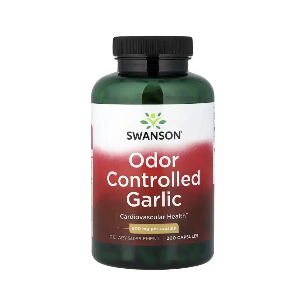 [87614090085] Swanson Ajo Con Olor Controlado, Salud Cardiovascular, 500 Mg, 200 Cápsulas 