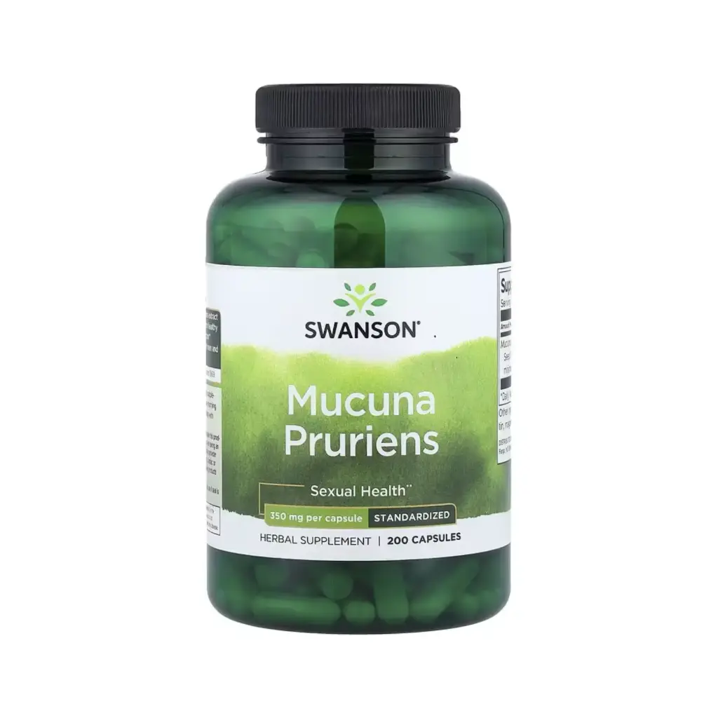 Swanson Mucuna Pruriens, Suplemento Estandarizado, Salud Sexual, 350 Mg, 200 Cápsulas