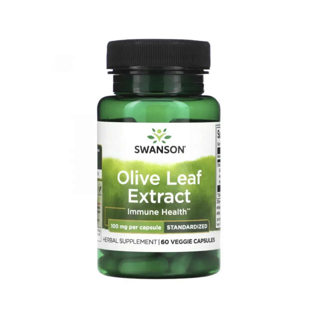 Swanson Extracto De Hojas De Olivo, Estandarizado,  Para Fortalecer Las Defensas Naturales Del Organismo, 100 Mg, 60 Cápsulas Vegetales