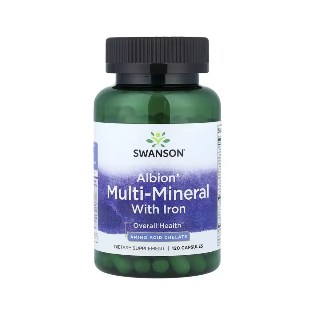 [087614020624] Swanson Albion, Suplemento Multimineral Con Hierro, Salud General, 120 Cápsulas 