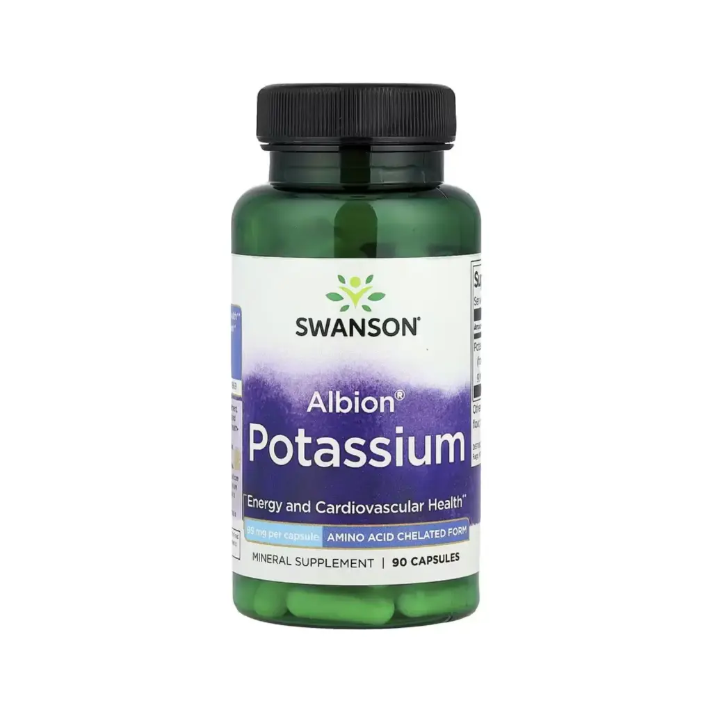 Swanson Potasio Albion, Energía Y Salud Cardiovascular, 99 Mg, 90 Cápsulas
