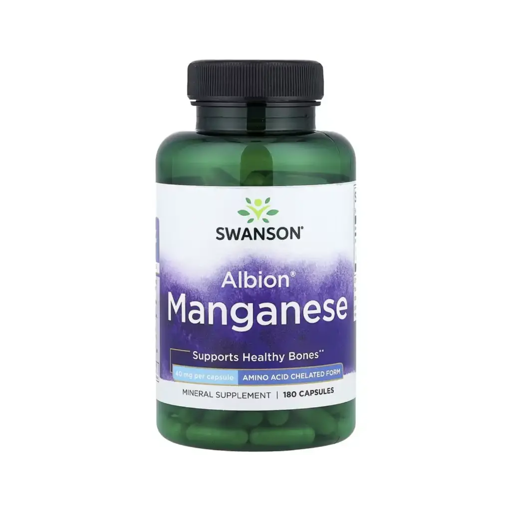 Swanson Manganeso Albion, Promueve La Salud De Los Huesos, 40 Mg, 180 Cápsulas 