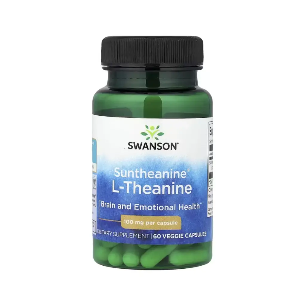 Swanson L-teanina Suntheanine, Salud Cerebral Y Emocional, 100 Mg, 60 Cápsulas Vegetales 