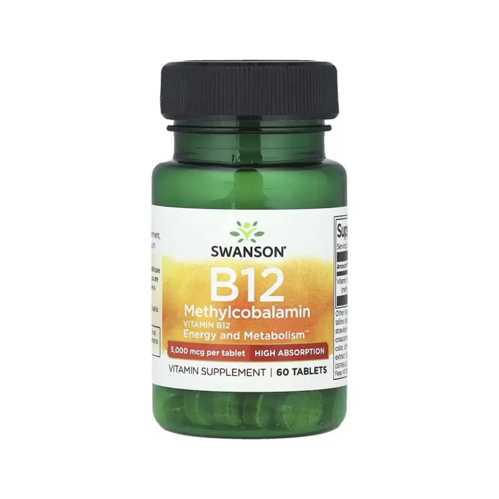 Swanson B12, Energía Y Metabolismo, 5000 Mcg, 60 Tabletas