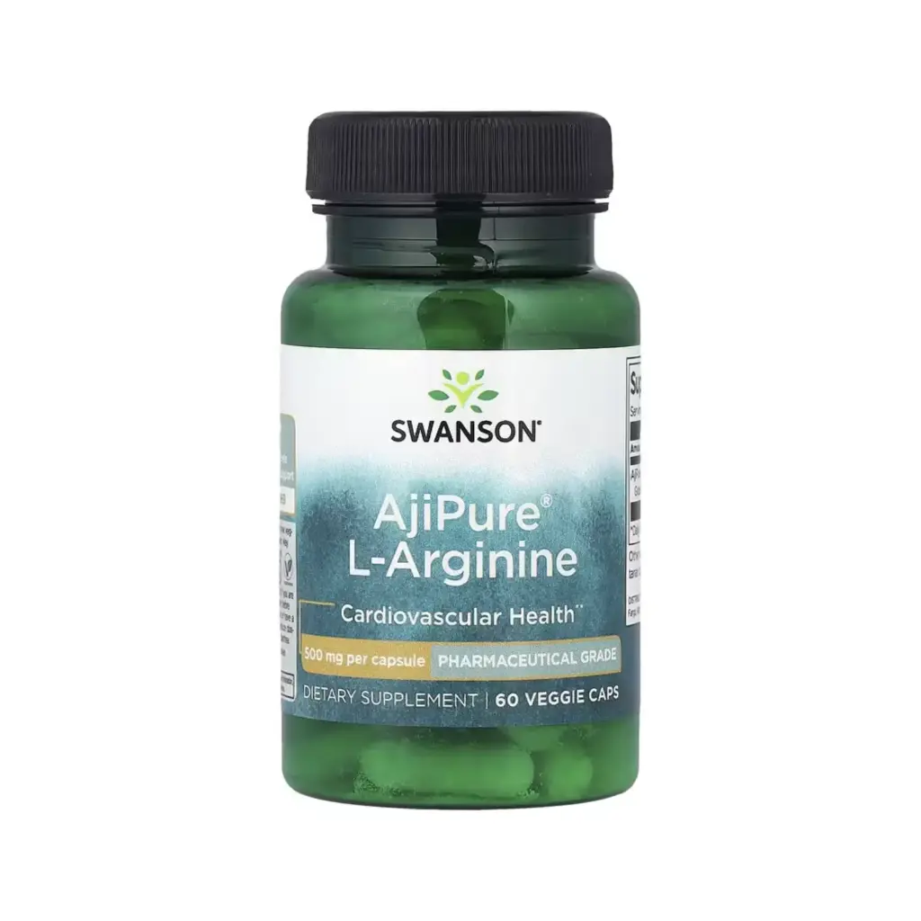 Swanson L-arginina Ajipure, Salud Cardiovascular, 500 Mg, 60 Cápsulas Vegetales