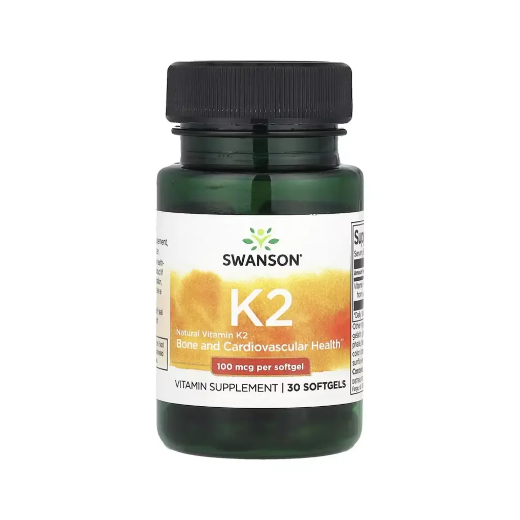 Swanson Vitamina K2 Natural, Salud Ósea Y Cardiovascular, 100 Mcg, 30 Cápsulas Blandas 
