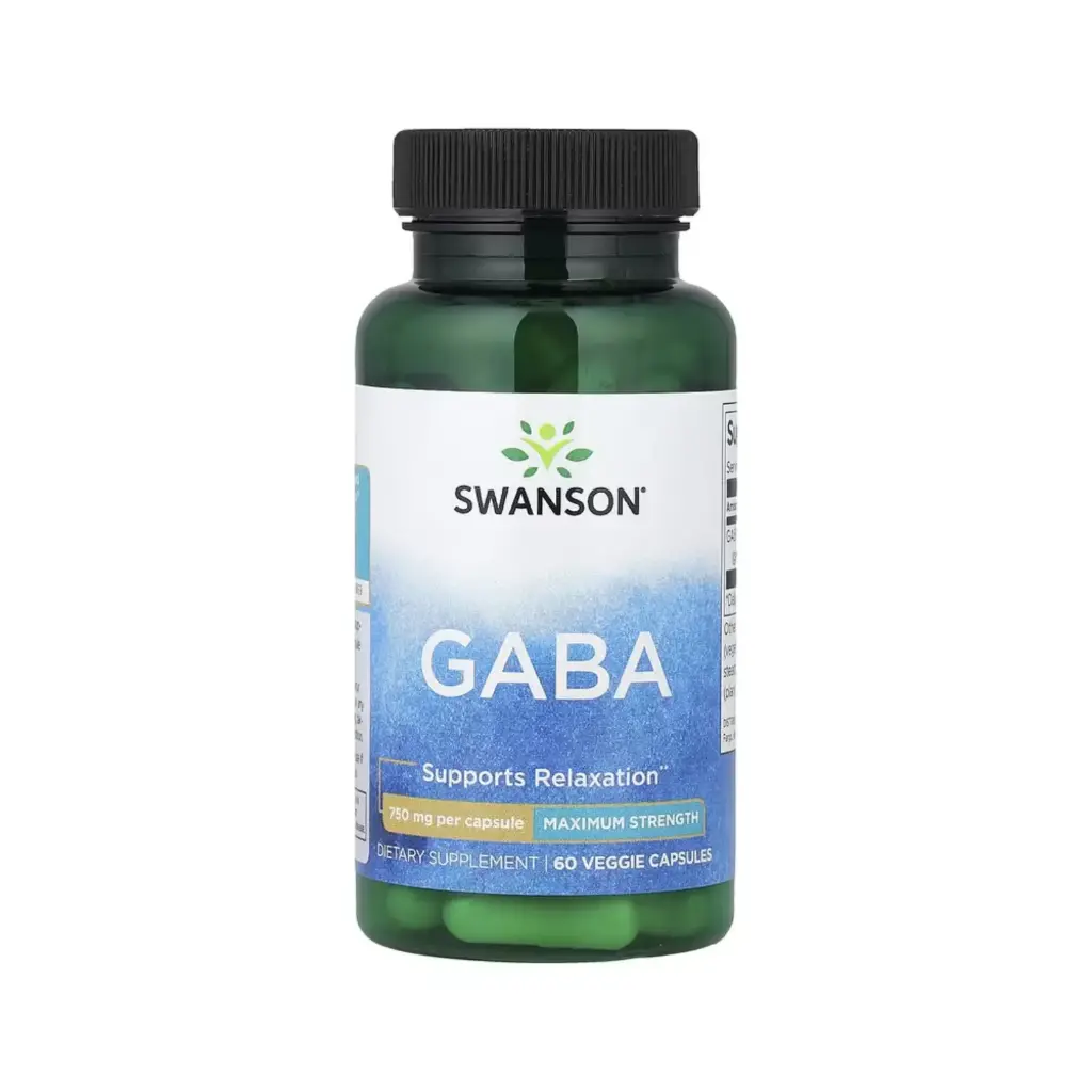 Swanson Gaba, Concentración Máxima, Promueve La Relajación, 750 Mg, 60 Cápsulas Vegetales 
