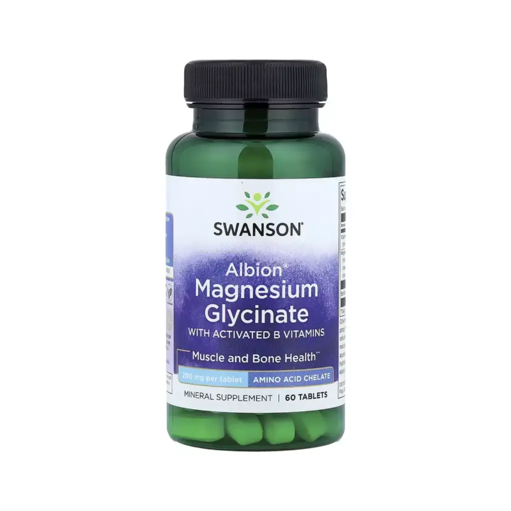 [087614027180] Swanson Glicinato De Magnesio Con Vitaminas B Activadas Albion, Salud Muscular Y Ósea, 60 Tabletas