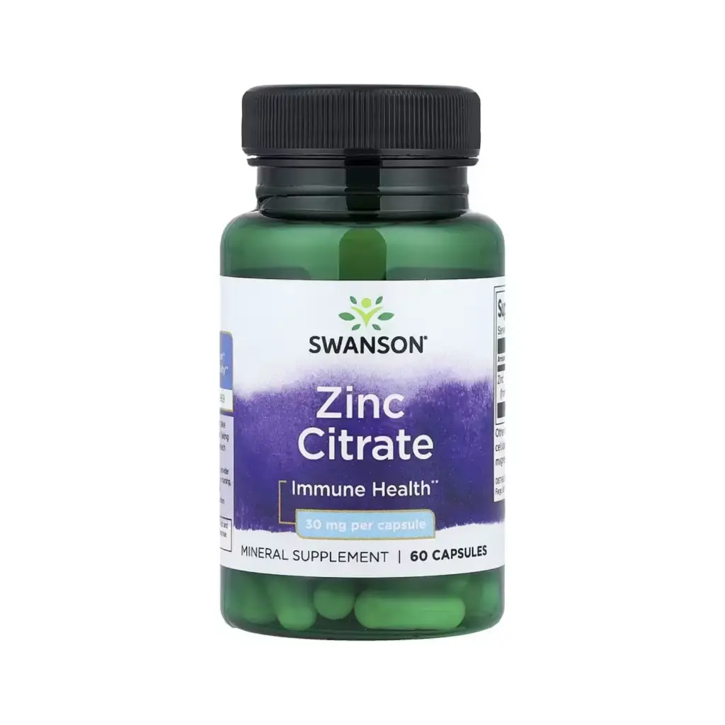 [087614112343] Swanson Citrato De Zinc, Salud Inmunitaria 30 Mg, 60 Cápsulas