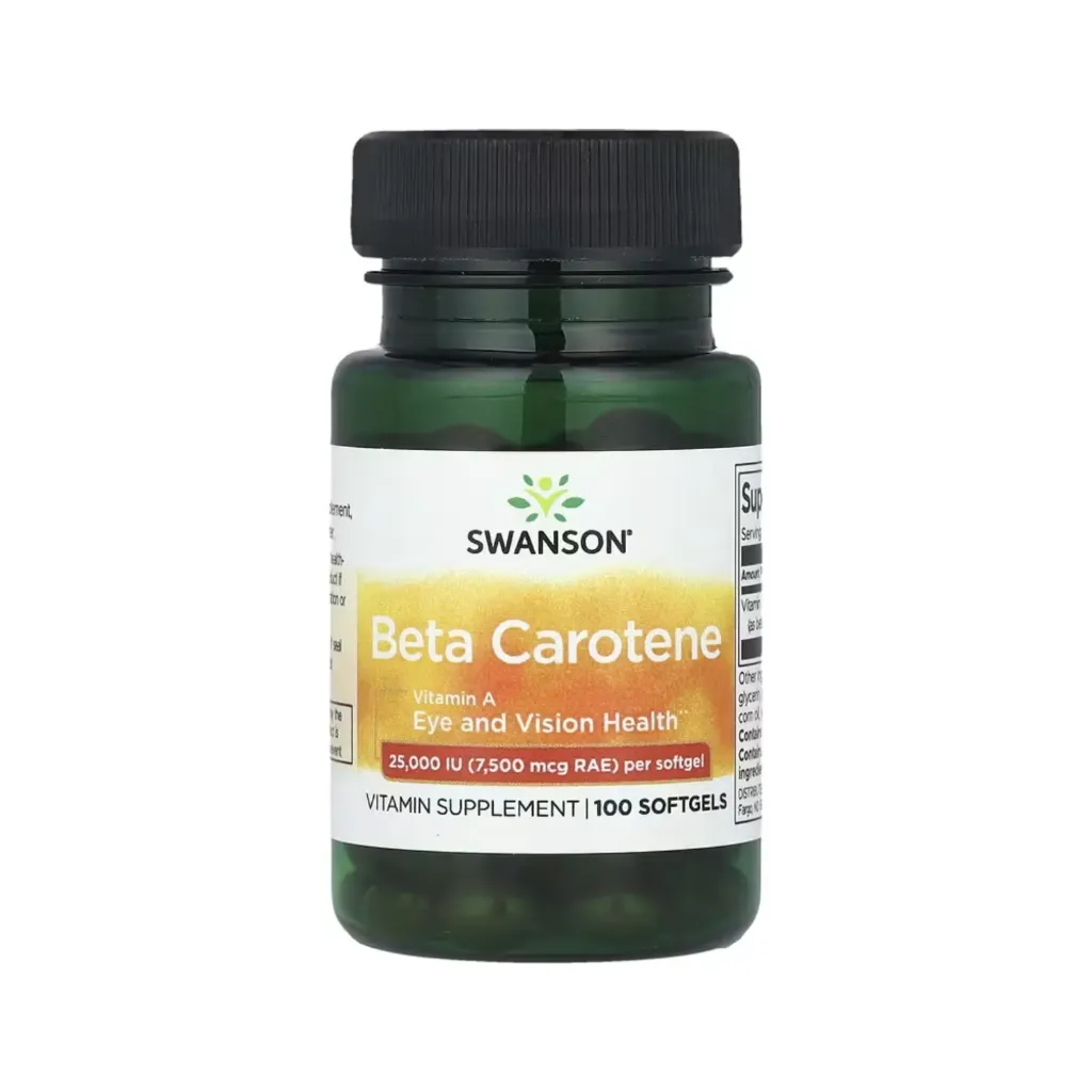 Swanson Beta-caroteno 25.000 UI (7500 Mcg De EAR) Visión Saludable Y Protección Antioxidante, 100 Cápsulas Blandas