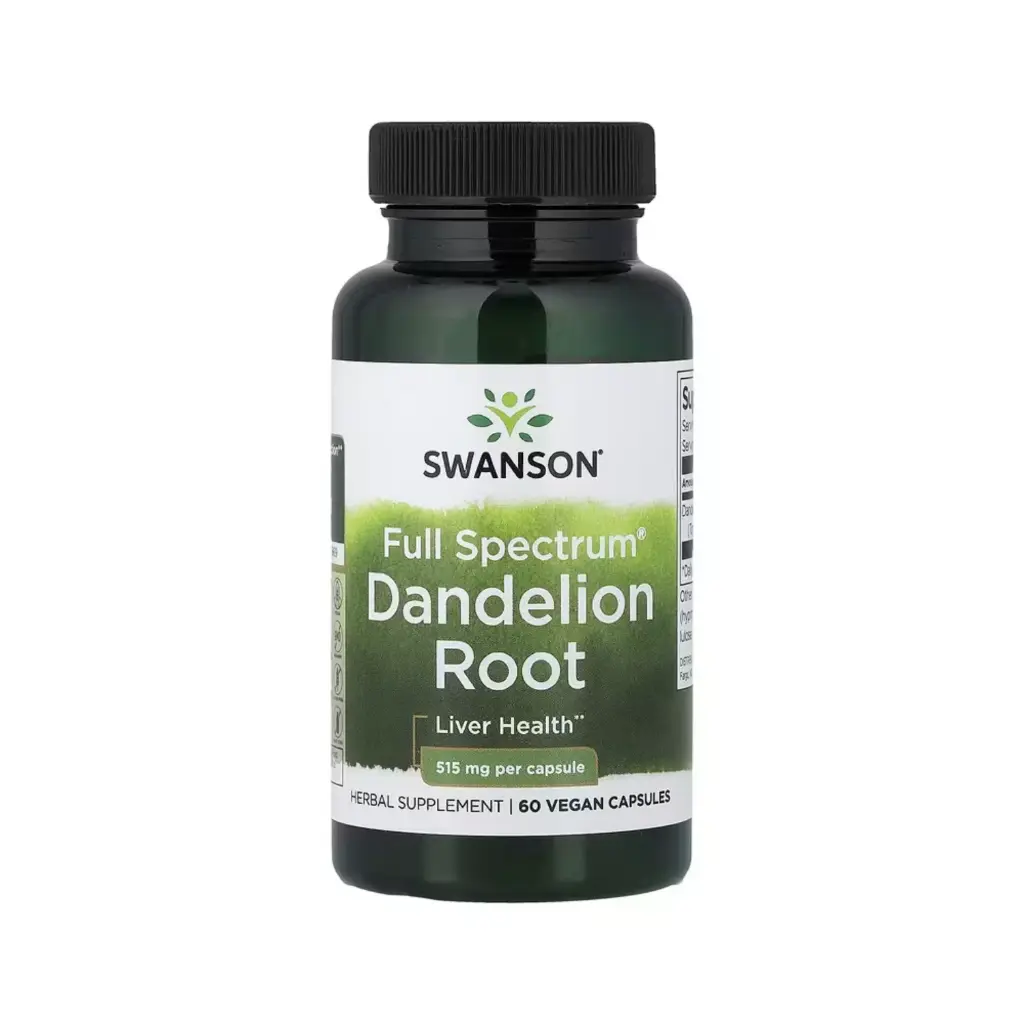 Swanson Raíz De Diente De León Full Spectrum, Salud Hepática 515 Mg, 60 Cápsulas Veganas