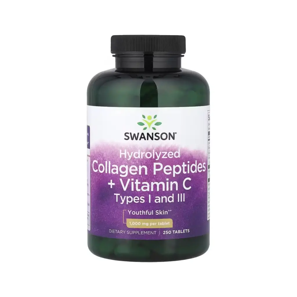 [087614118284] Swanson Péptidos De Colágeno Hidrolizado Con Vitamina C, Promueve Una Piel De Aspecto Juvenil 250 Tabletas